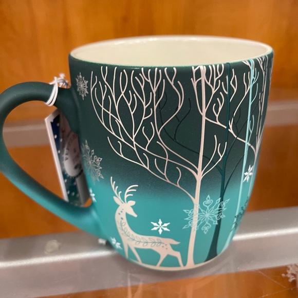 Christmas Winter Silver Reindeer Forest Snowflakes Patronus Soft Touch Mug NWT - Picture 1 of 4